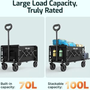 Collapsible Wagon Cart Max 350lb Load & Expandable Storage 100L