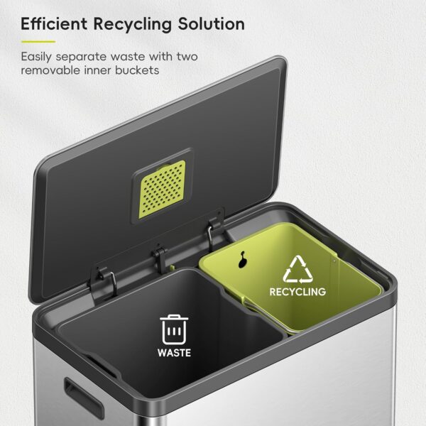 810-JBg7fDL._SL1500_ EKO EcoCasa II 36L+24L Dual Trash Can with Recycle Bin