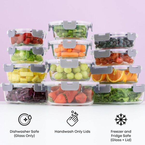 24pc Borosilicate Glass Storage Containers with Lids