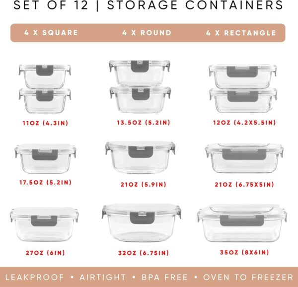 24pc Borosilicate Glass Storage Containers with Lids