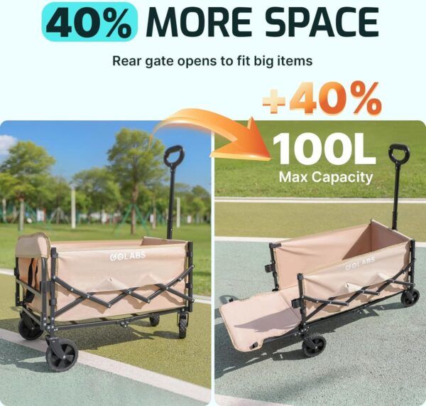 Collapsible Wagon Cart Max 350lb Load & Expandable Storage 100L