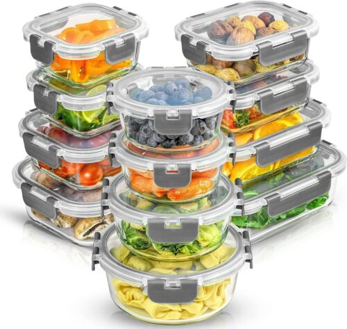 24pc Borosilicate Glass Storage Containers with Lids